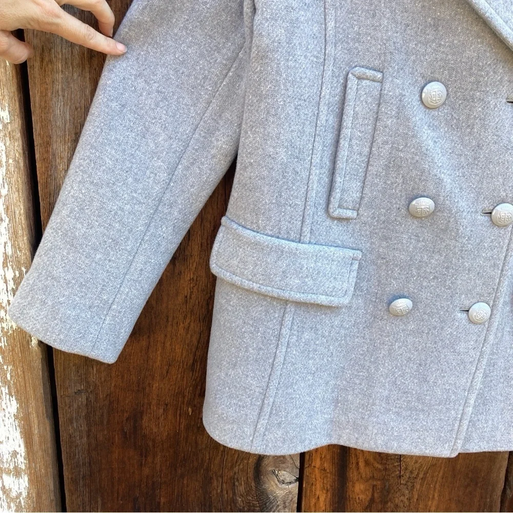 NWT Talbots light Grey Womens Double Breasted Pea Coat size 8 medium - Picture 4 of 14